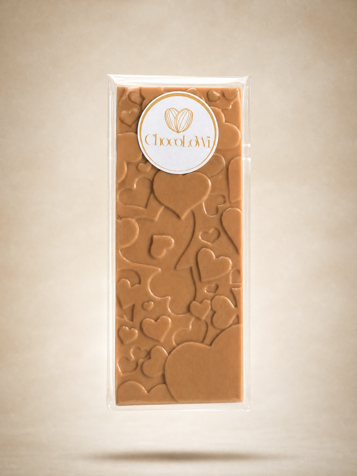 Chokoladeplade Dulcey 35% – blond Valrhona-chokolade med hjertemønster